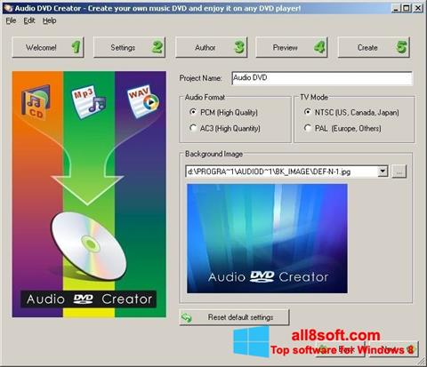 Ekrano kopija Audio DVD Creator Windows 8