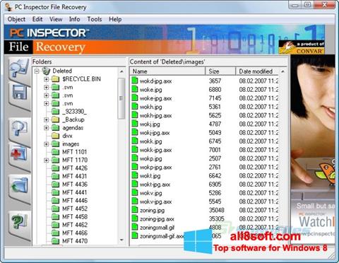 Ekrano kopija PC Inspector File Recovery Windows 8