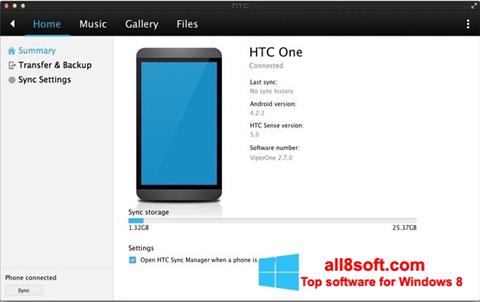 Ekrano kopija HTC Sync Windows 8