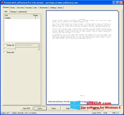 Ekrano kopija pdfFactory Pro Windows 8