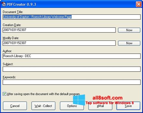 Ekrano kopija PDFCreator Windows 8
