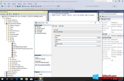 Ekrano kopija Microsoft SQL Server Windows 8