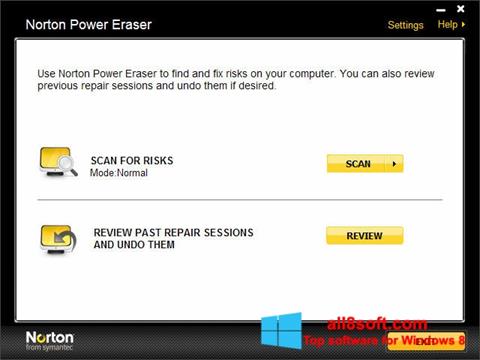 Ekrano kopija Norton Power Eraser Windows 8