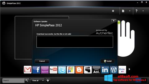 Ekrano kopija HP SimplePass Windows 8
