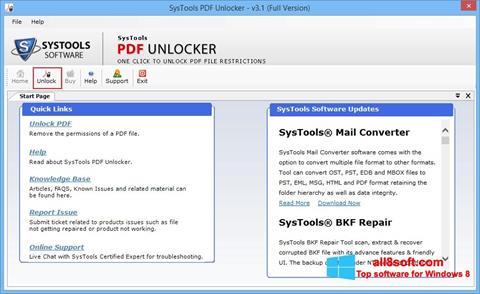 Ekrano kopija PDF Unlocker Windows 8