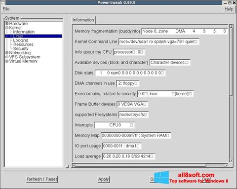 Ekrano kopija PowerTweak Windows 8
