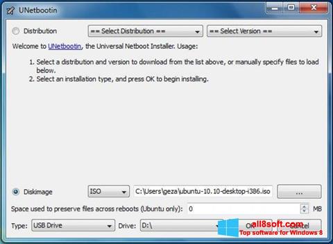 Ekrano kopija UNetbootin Windows 8