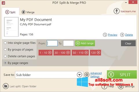 Ekrano kopija PDF Split and Merge Windows 8