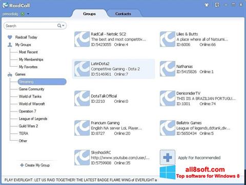 Ekrano kopija RaidCall Windows 8