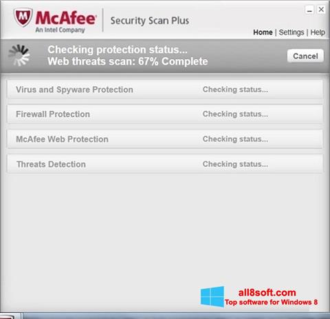 Ekrano kopija McAfee Security Scan Plus Windows 8