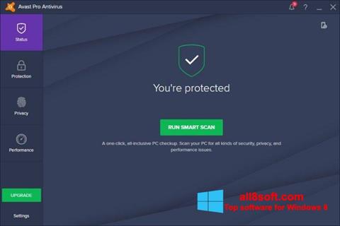 Ekrano kopija Avast! Pro Antivirus Windows 8