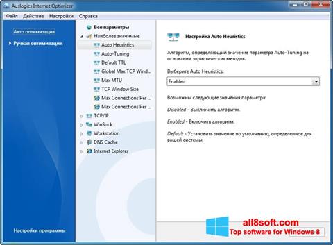 Ekrano kopija Auslogics Internet Optimizer Windows 8