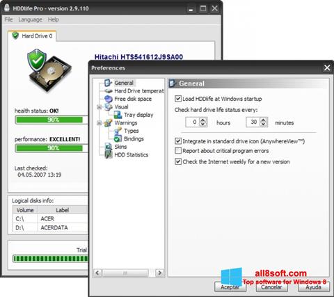 Ekrano kopija HDDlife Windows 8