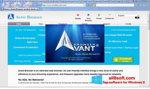 Ekrano kopija Avant Browser Windows 8