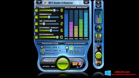 Ekrano kopija DFX Audio Enhancer Windows 8