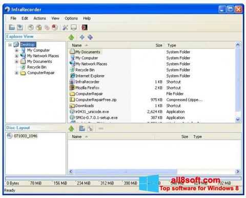 Ekrano kopija InfraRecorder Windows 8