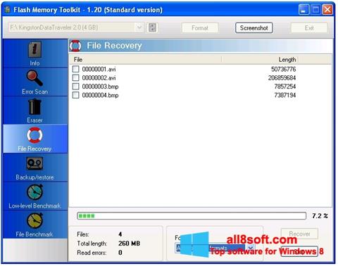 Ekrano kopija Flash Memory Toolkit Windows 8