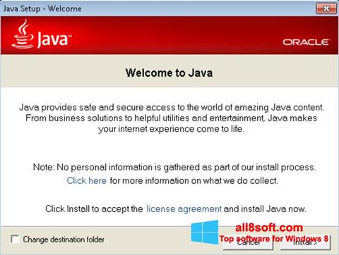 Ekrano kopija Java Runtime Environment Windows 8