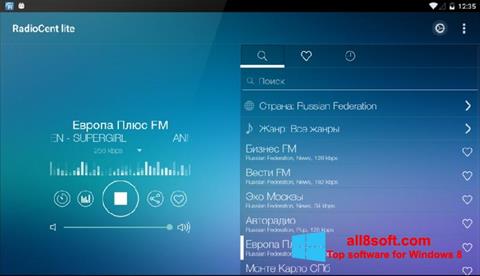 Ekrano kopija Radiocent Windows 8