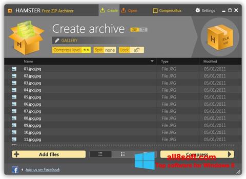Ekrano kopija Hamster Free ZIP Archiver Windows 8