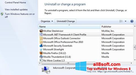 Ekrano kopija Microsoft .NET Framework Windows 8