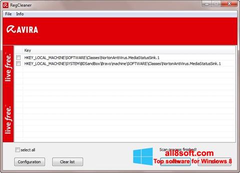 Ekrano kopija Avira Registry Cleaner Windows 8