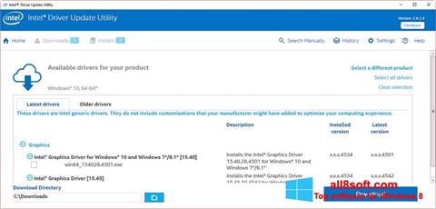 Ekrano kopija Intel Driver Update Utility Windows 8