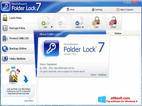Ekrano kopija Folder Lock Windows 8