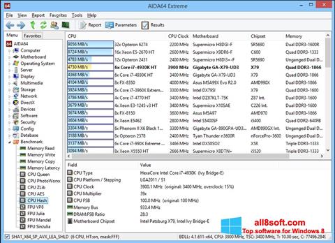 Ekrano kopija AIDA32 Windows 8
