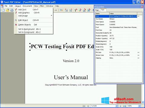 Ekrano kopija Foxit PDF Editor Windows 8